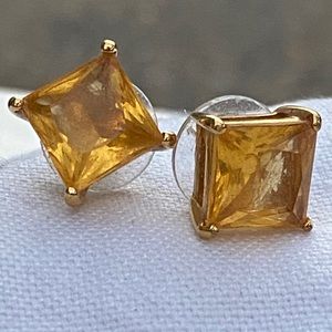 Kate Spade Gold & Yellow Stone Square Earrings